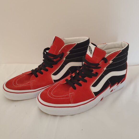 Vans SK8-Hi Lightning Bolt High tops Red Black Seude M11 LN Skate Hi